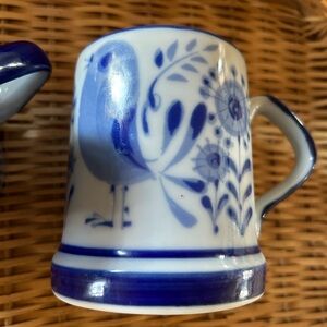 Vintage Nordic C.J. Peterson Quail Colbalt Blue Hand Painted Coffee Tea Mug Cup